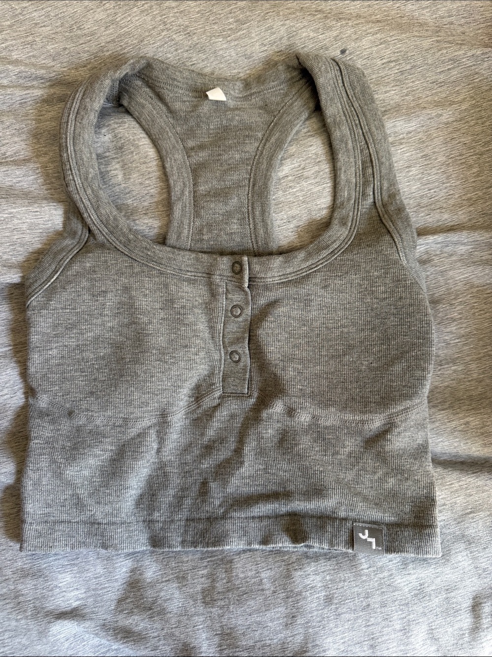 Gray Ribbed Racerback